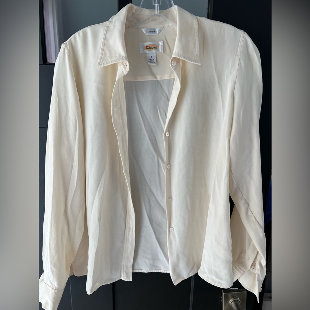 Talbots Cream Button Down Blouse - image 1